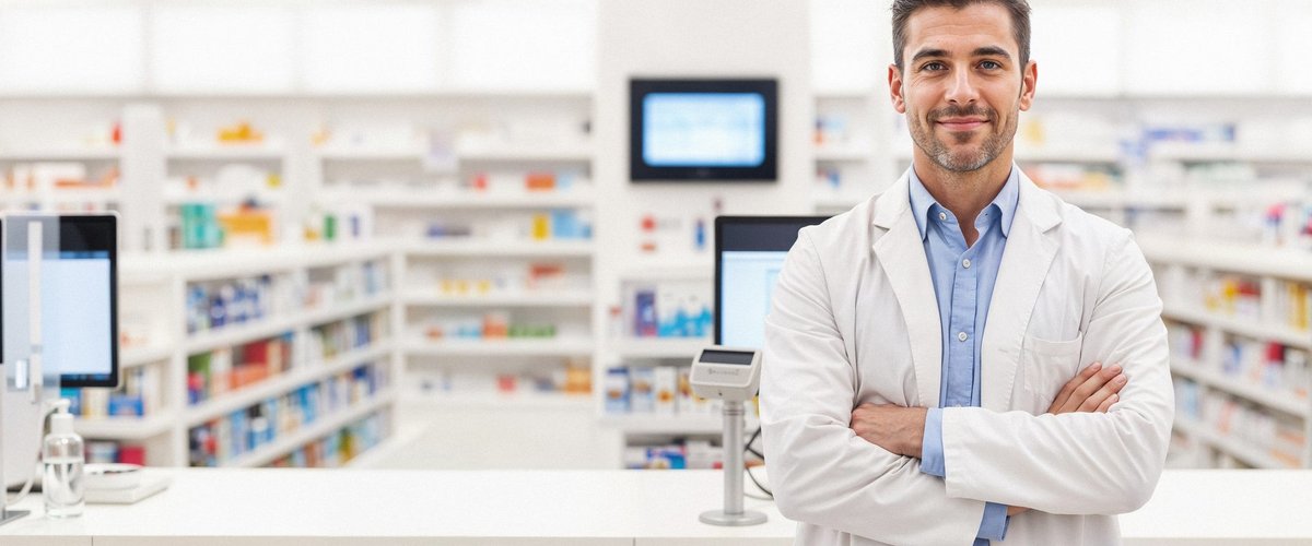 Hero - Farmaceutico joven brazos cruzados